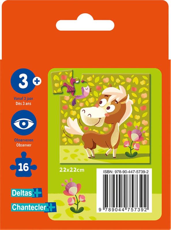 Achterkant van Happy puzzle - pony