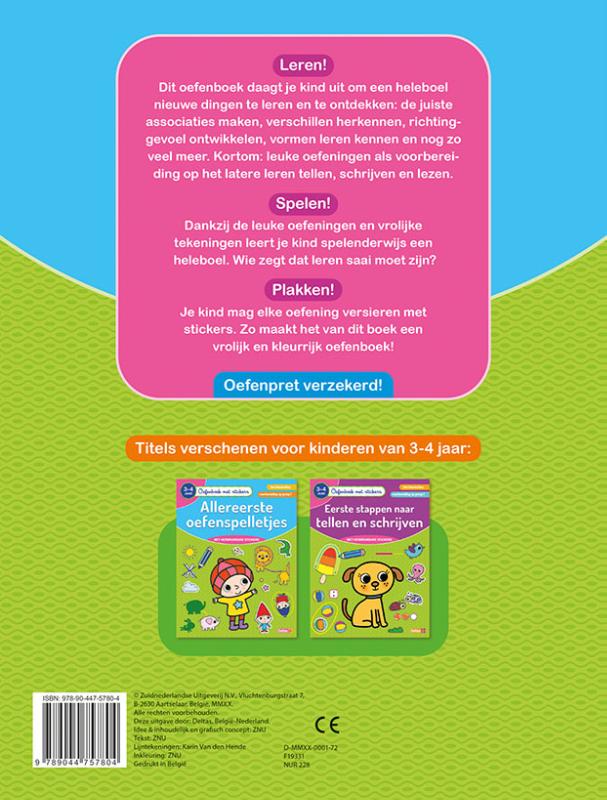 Achterkant van Oefenboek met stickers - Allereerste oefenspelletjes (3-4 j.)