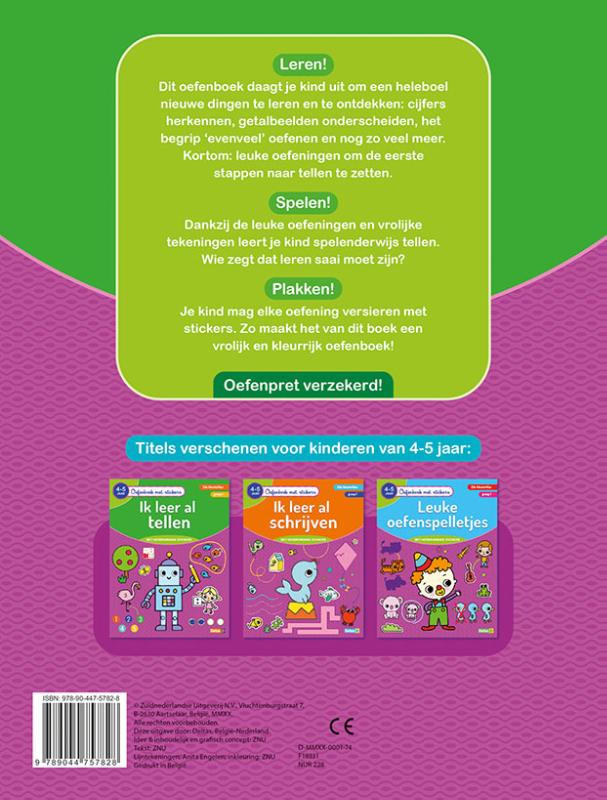 Achterkant van Oefenboek met stickers - Ik leer al tellen (4-5 j.)