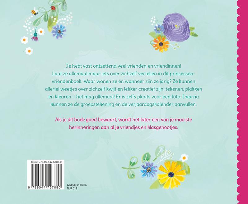 Achterkant van Ik hou van prinsessen vriendenboek