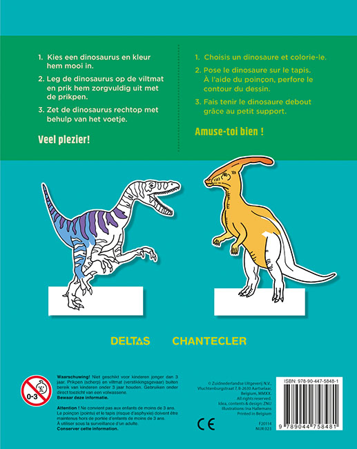 Achterkant van Dino prikblok / Dino bloc à perforer