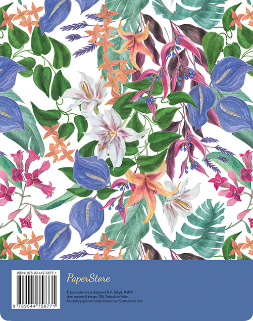 Achterkant van Menuplanner - Tropical Flowers