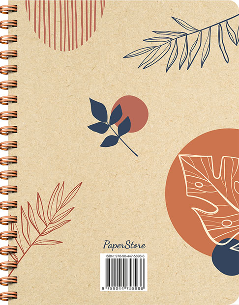 Achterkant van Botanical Kraft spiraalboek groot (lijnen)