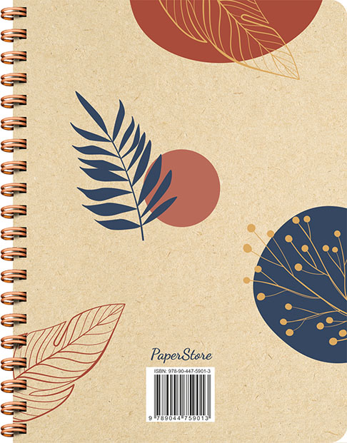 Achterkant van Botanical Kraft spiraalboek groot (bullet)