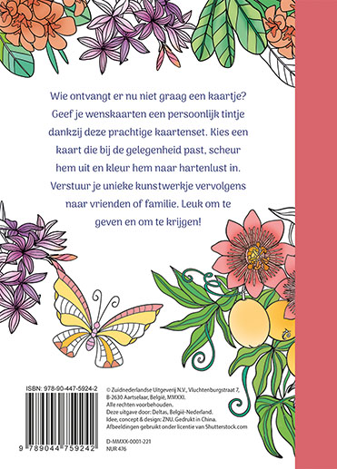 Achterkant van Wenskaarten om in te kleuren