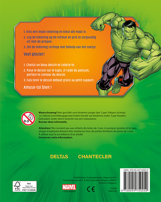 Achterkant van Avengers prikblok / Avengers bloc à perforer