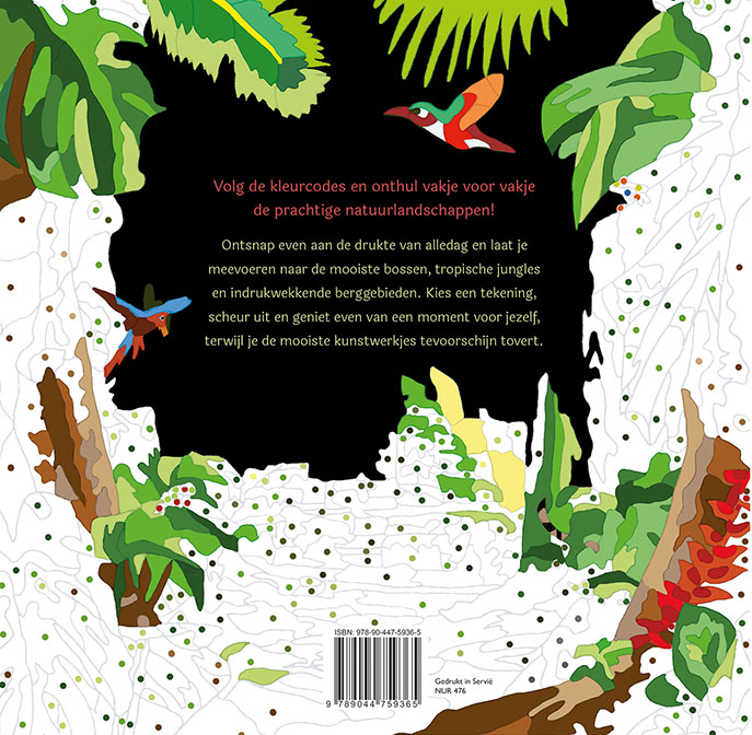 Achterkant van Natuur kleurboek voor volwassenen