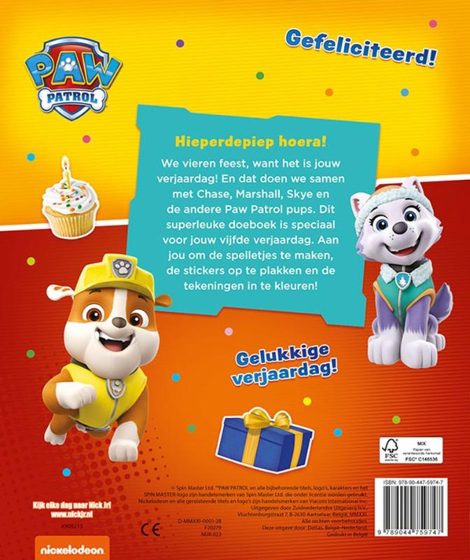 Achterkant van Hoera, 5 jaar! Verjaardagsboek