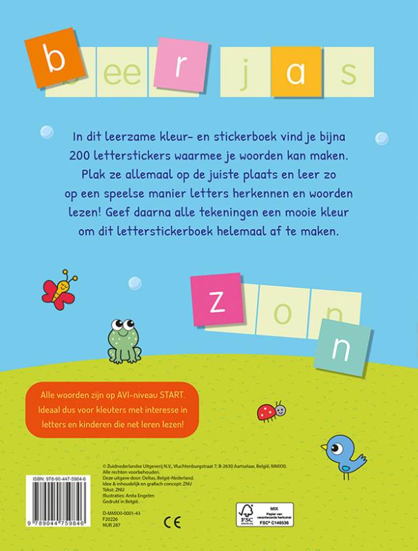 Achterkant van Superleuk kleur- en stickerboek - Allereerste woorden vormen (5-6 j.)