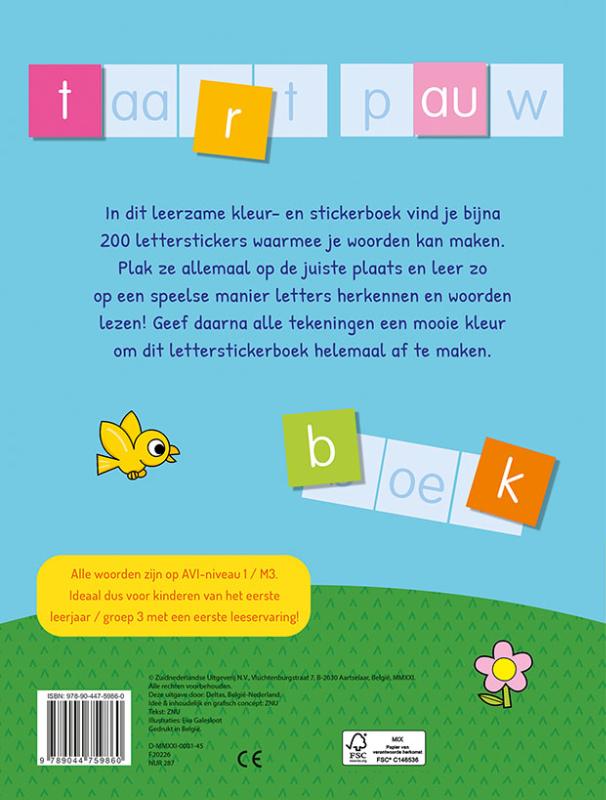 Achterkant van Superleuk kleur- en stickerboek - Ik kan al woorden vormen (6-7 j.)