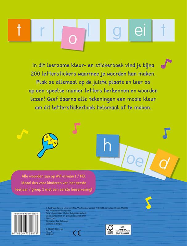 Achterkant van Reuzeleuk kleur- en stickerboek - Ik kan al woorden vormen (6-7 j.)