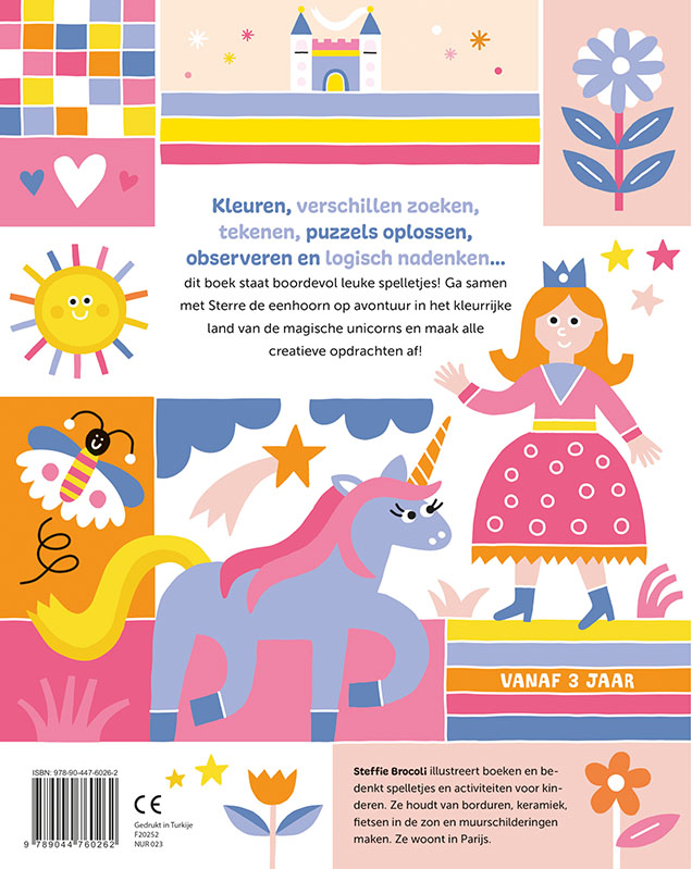 Achterkant van Unicorn magic spelletjesboek