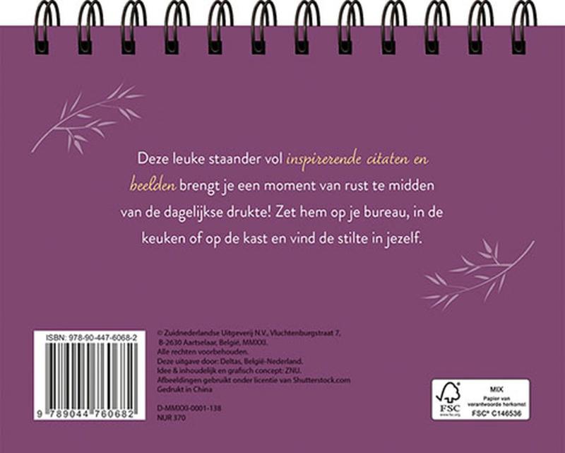 Achterkant van Kom tot rust - Tafelstaander