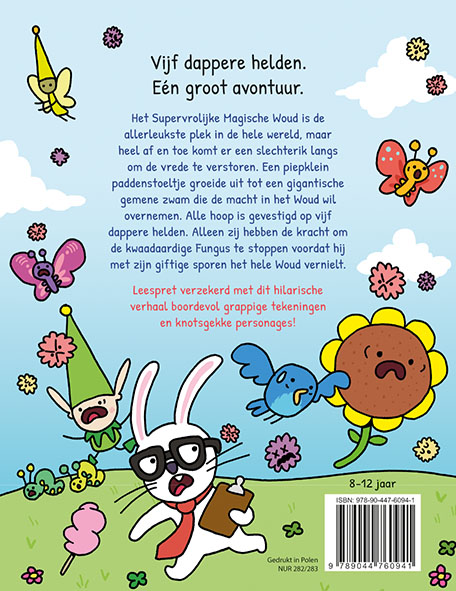 Achterkant van Het super vrolijke magische woud en de gemene gigazwam