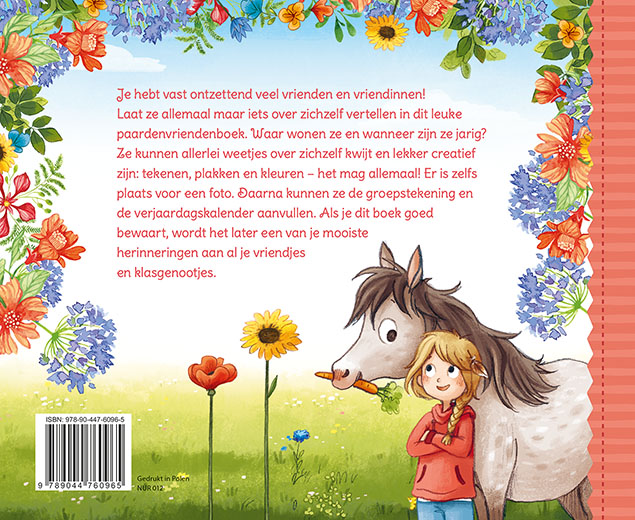 Achterkant van Gek op paarden vriendenboek