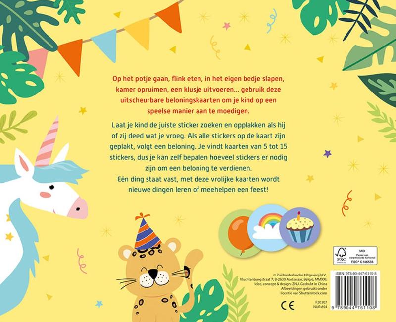 Achterkant van Vrolijke beloningskaarten met stickers