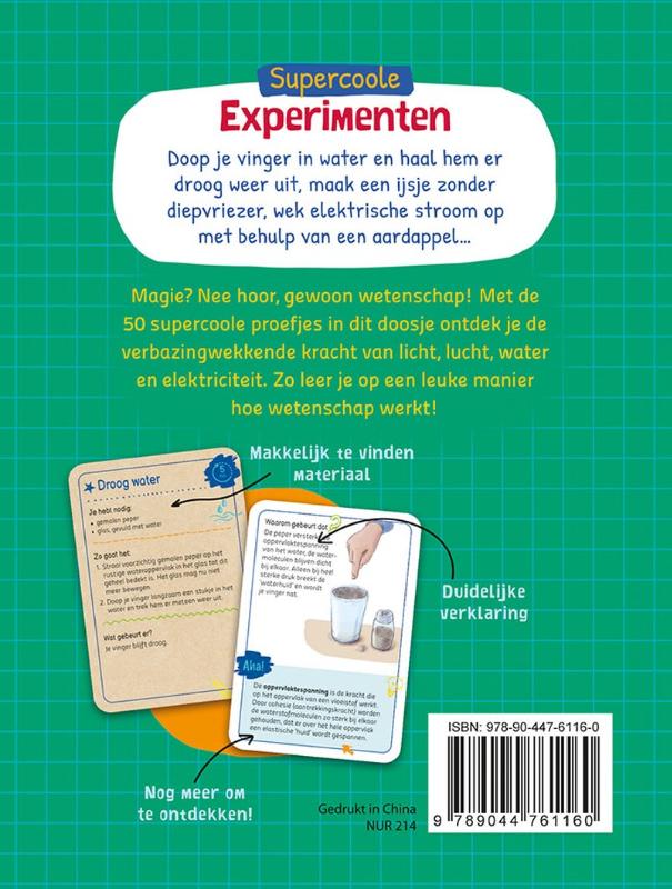 Achterkant van Supercoole experimenten - Doos met kaarten