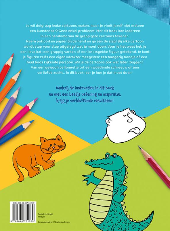 Achterkant van Stap voor stap cartoons leren tekenen