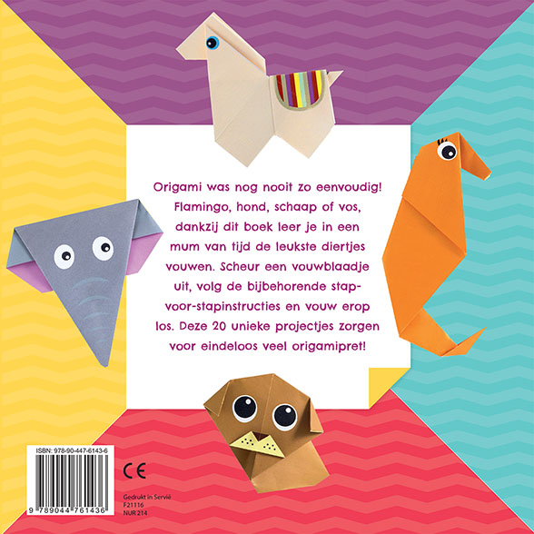 Achterkant van Origami dieren vouwen