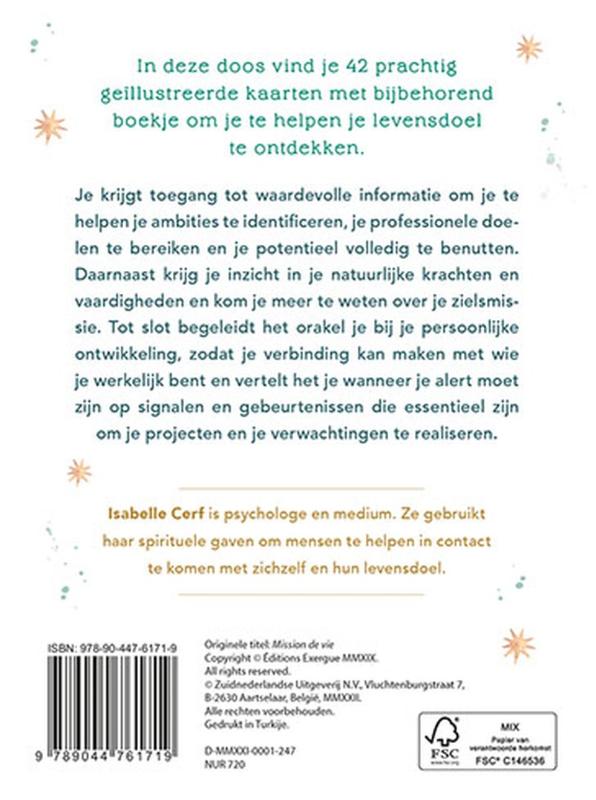 Achterkant van De weg naar je levensdoel - Boek en orakelkaarten