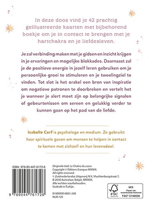 Achterkant van De chakra van je hart - Boek en orakelkaarten