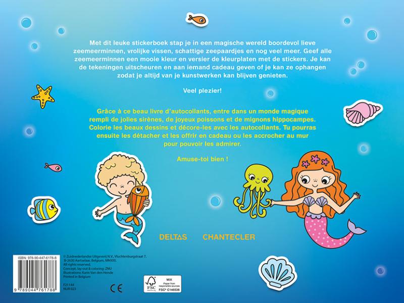 Achterkant van Color & Sticker Fun – Vrolijke zeemeerminnen / Color & Sticker Fun – Jolies sirènes