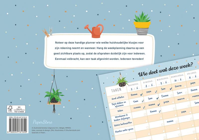Achterkant van Familieplanner voor huishoudelijke klusjes