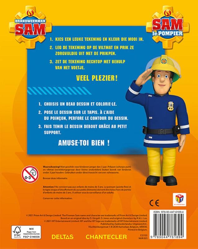 Achterkant van Brandweerman Sam Prikblok / Sam le pompier Bloc à perforer