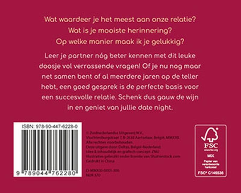 Achterkant van Tijd voor een romantische babbel Praatkaarten voor koppels