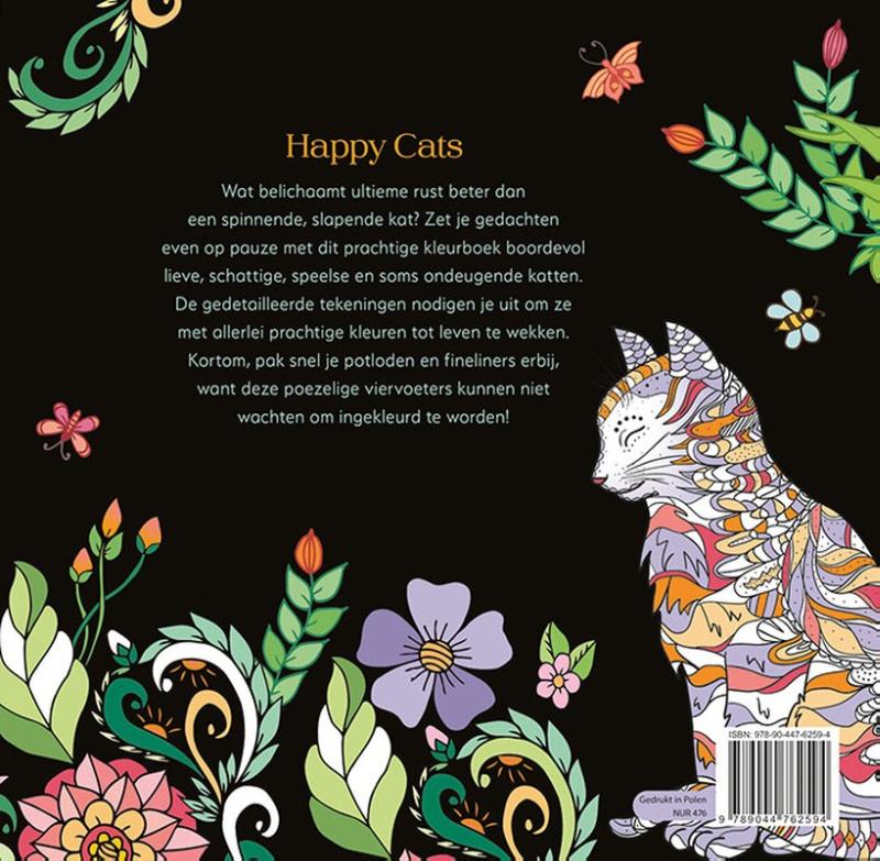 Achterkant van Happy Cats - Kleuren voor volwassenen