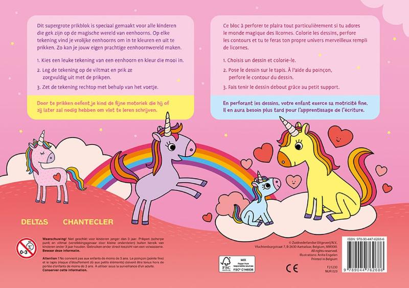 Achterkant van Super prikblok I love unicorns / Super bloc à perforer I love unicorns