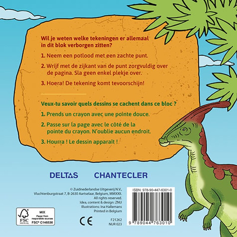Achterkant van Dino Super Magic Toverkrasblok / Dino Super Magic Bloc Magique