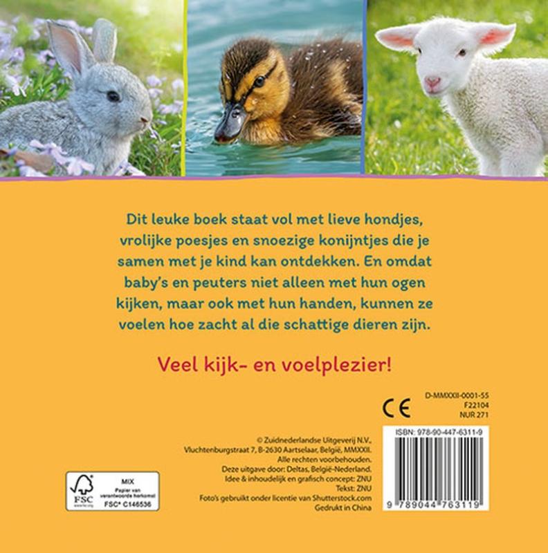 Achterkant van Baby's eerste voelboekje - Lieve dieren