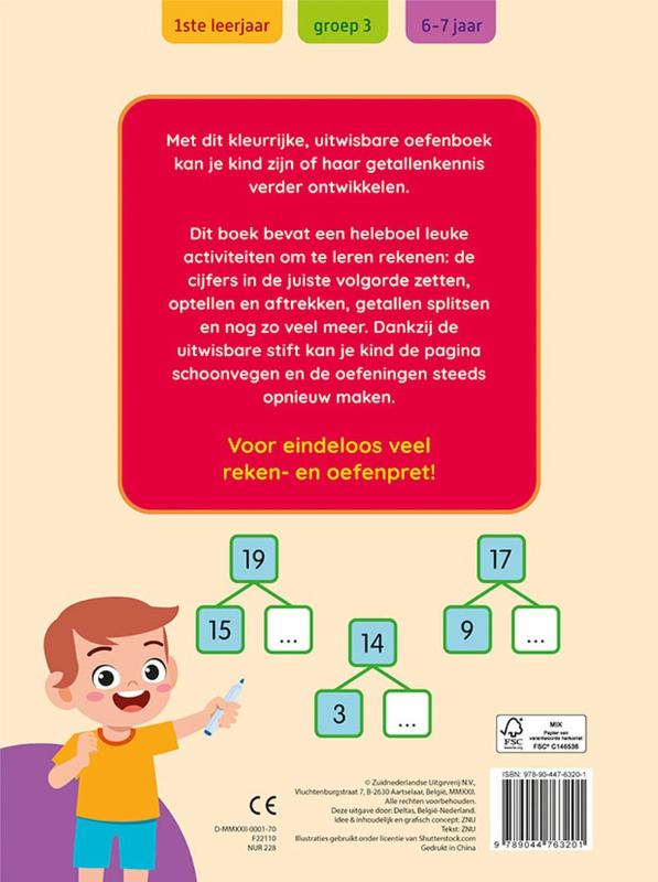 Achterkant van Oefenpret met uitwisbare stift - Ik leer rekenen