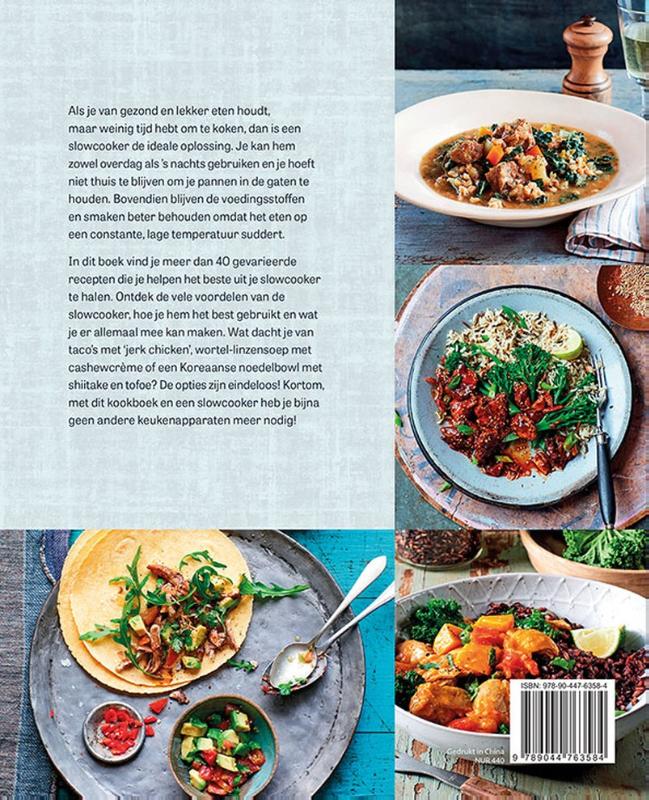 Achterkant van Gezond koken met de slowcooker