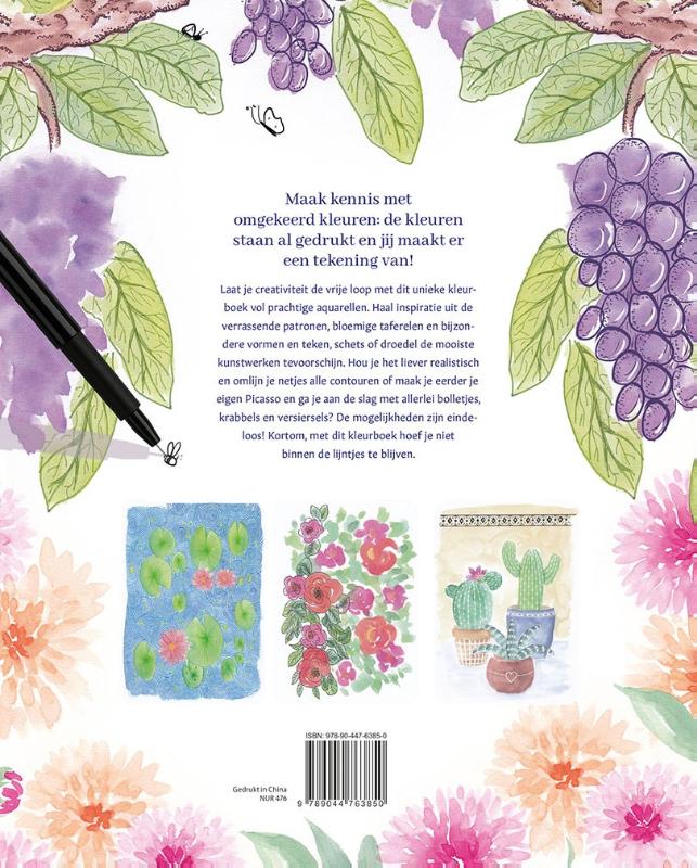 Achterkant van Het omgekeerde kleurboek voor volwassenen