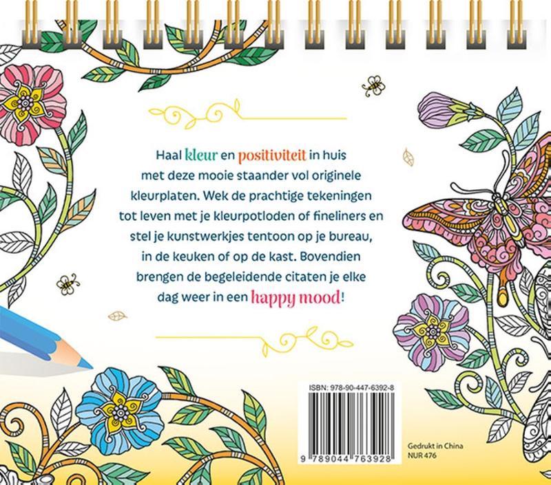 Achterkant van Think happy! Inspirerende kleurplaten