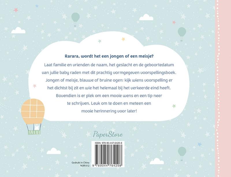 Achterkant van Welkom baby! Voorspellingsboek