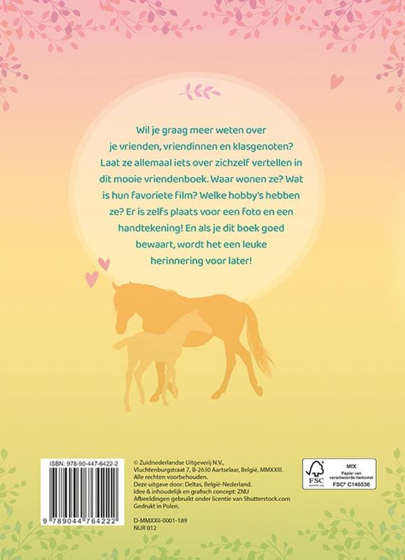 Achterkant van Ik hou van paarden vriendenboek
