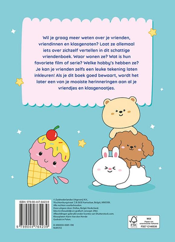 Achterkant van Ik hou van Kawaii vriendenboek