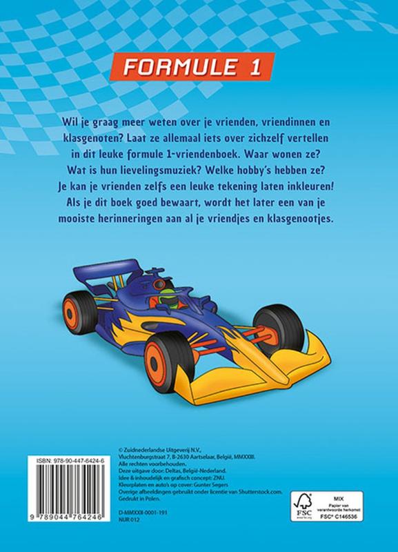 Achterkant van Formule 1 vriendenboek