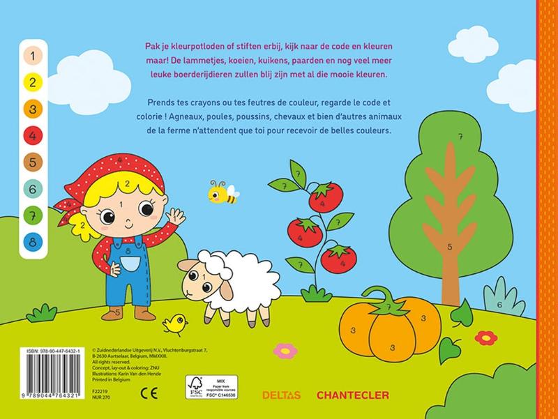 Achterkant van Kleuren op nummer - Op de boerderij