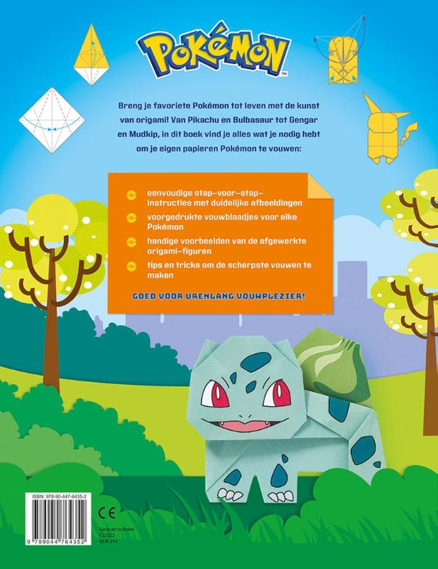 Achterkant van Pokémon origami