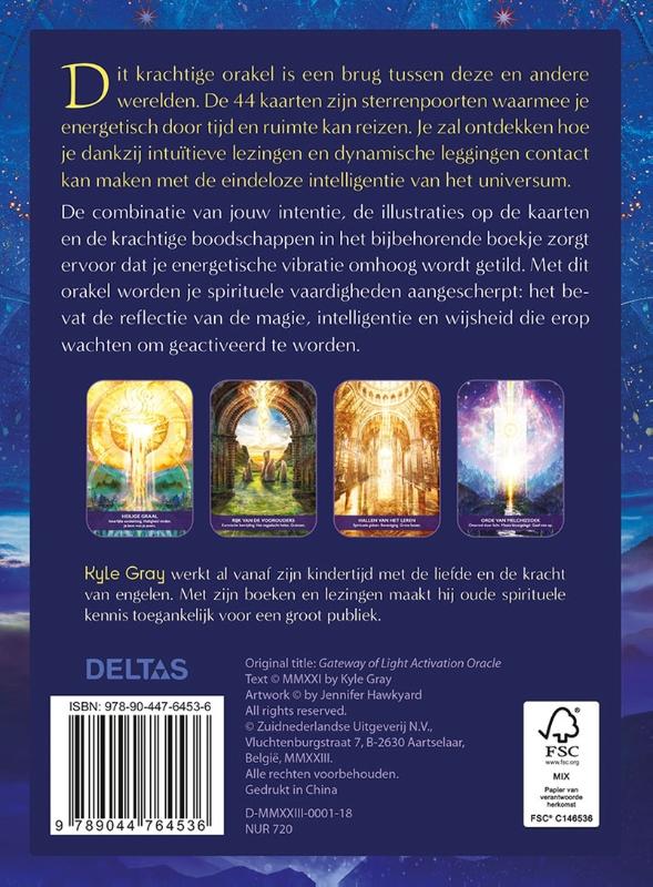 Achterkant van De poorten naar het licht - Boek en orakelkaarten