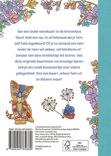 Achterkant van Wenskaarten om in te kleuren - I love cats