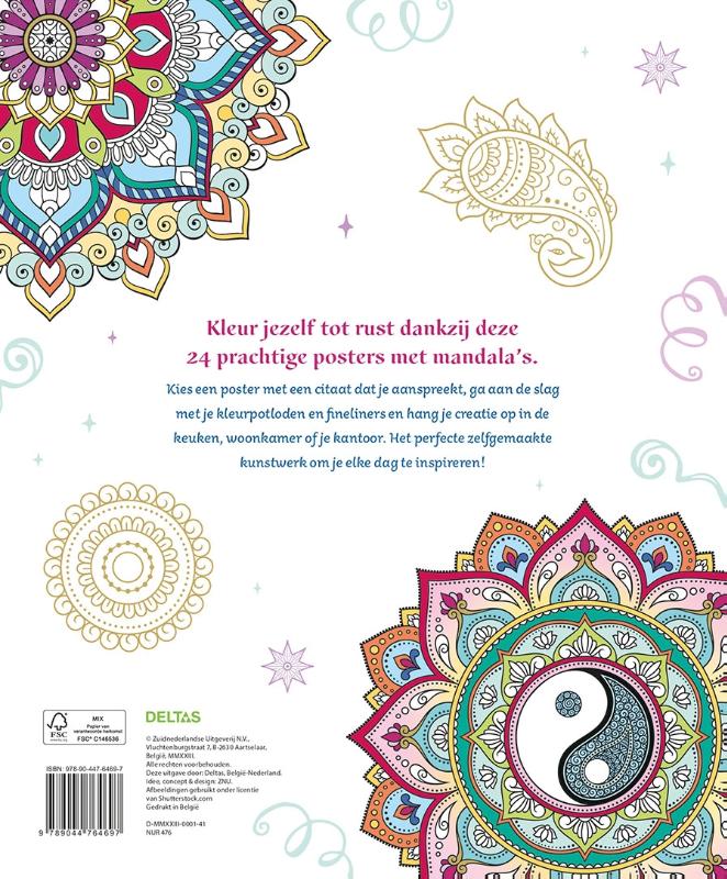 Achterkant van Mandala posters om in te kleuren