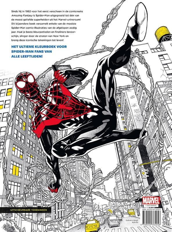 Achterkant van Marvel Spider-Man het ultieme kleurboek