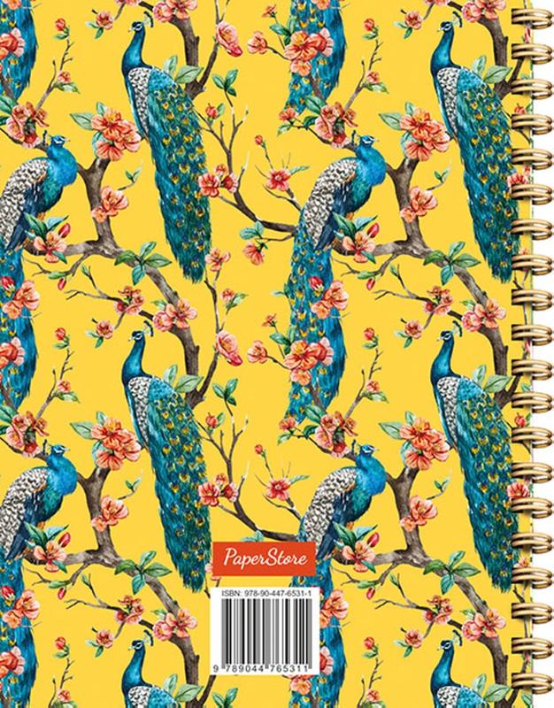Achterkant van Yellow peacock notebook spiraalboek (lijnen) / Yellow peacock notebook carnet à spirale (ligné)