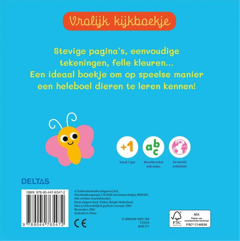 Achterkant van Vrolijk kijkboekje - Lieve dieren