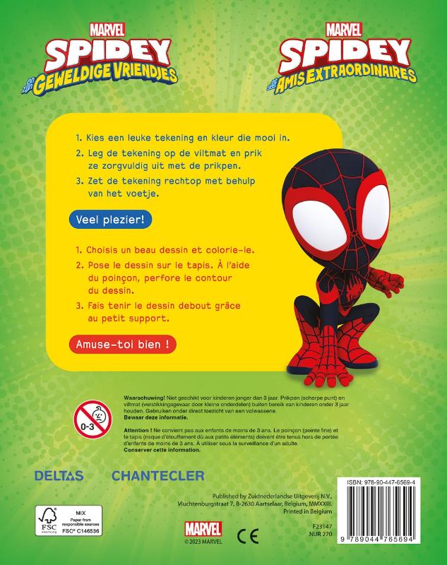 Achterkant van Marvel Spidey and his amazing friends prikblok / Marvel Spidey and his amazing friends bloc à perforer